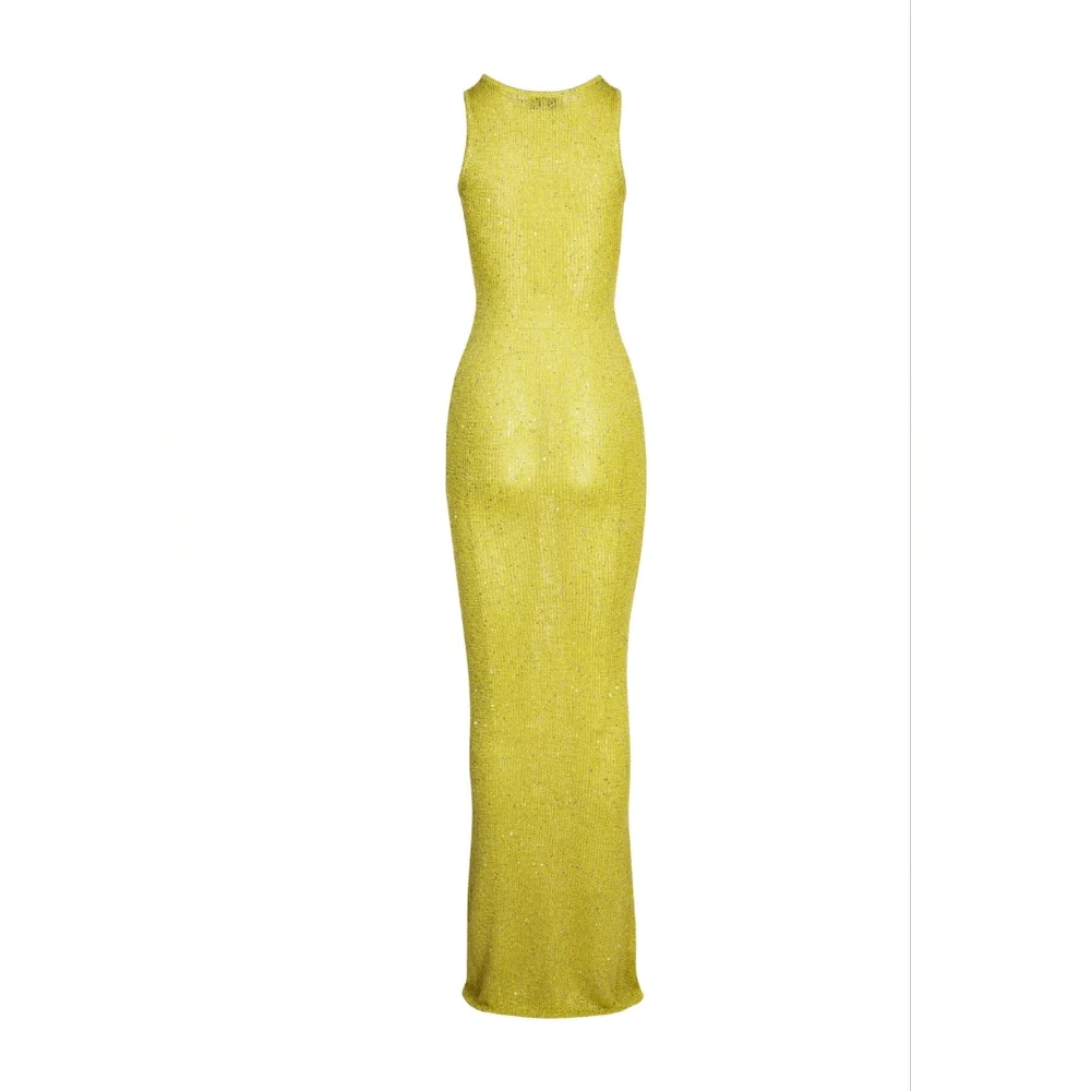BB3. NWT ASTA RESORT NATALIA DRESS - CHARTREUSE SEQUIN - Picture 5 of 9